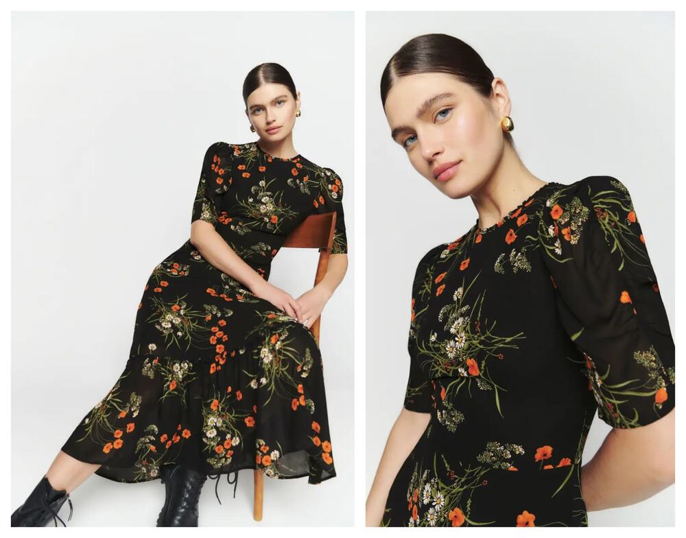 NWT Reformation Addaline Floral Print Midi Dress Size 2